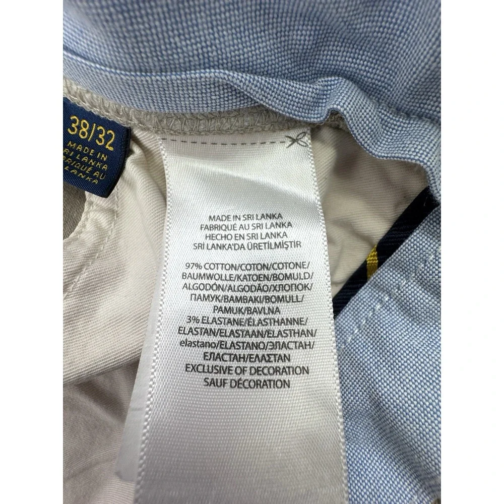 Polo Ralph Lauren Chino Pants Sz 38x30 Beige Flat Front‎ Stretch Straight Fit